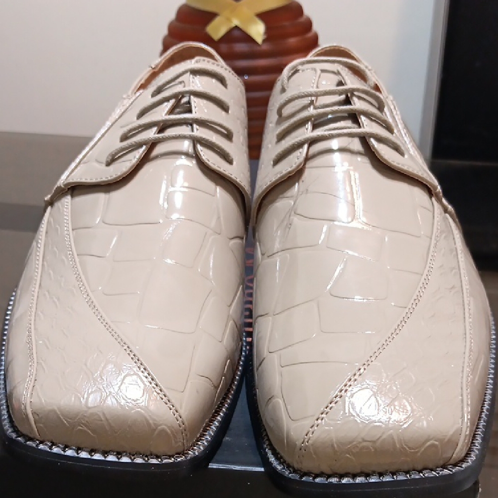 Tan (New) Milano Moda Textured Oxfords with Glossy Finish